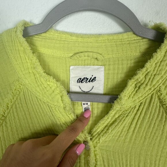 Aerie Pool To Party Cover Up Blouse M Green Boho Oversized Beachy Slouchy - Picture 3 of 9